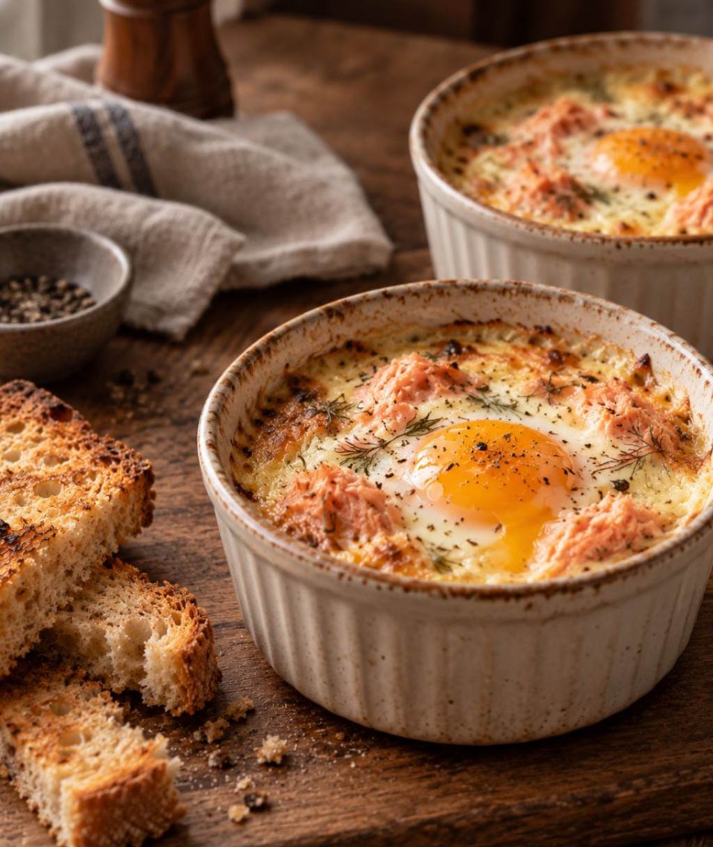 Œuf cocotte au saumon